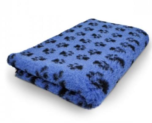 Vetbed tæppe i koboltblå med poter