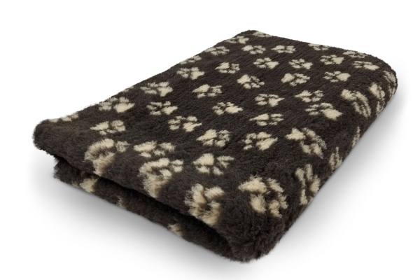 Vetbed tæppe i brun med poter